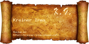 Kreiner Irma névjegykártya